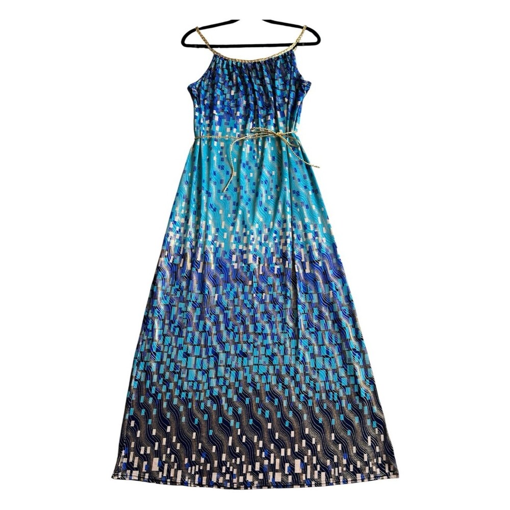 Unbranded Women's Blue and Gold Dress